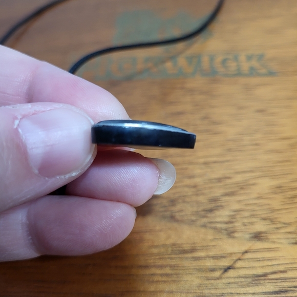 Vintage Carved Smokey Black with Applied Inlayed Silver Tone Metal Heart Pendant - Picture 3 of 16